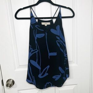 LOFT blue floral spaghetti strap tank top Racerback Extra layer underneath